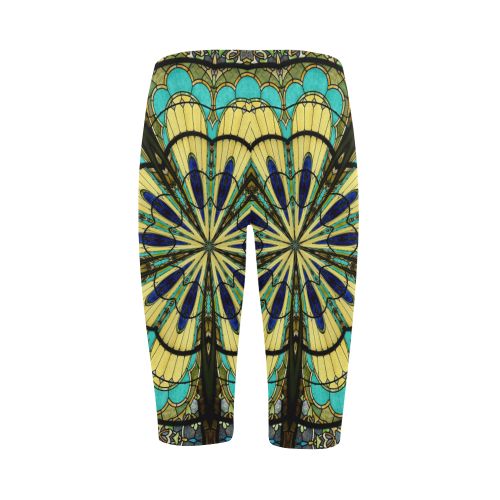 Stained Glass Kaleidoscope Mandala Abstract 5 Hestia Cropped Leggings (Model L03)