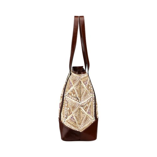 Folklore TRIANGLES pattern brown Tote Handbag (Model 1642)