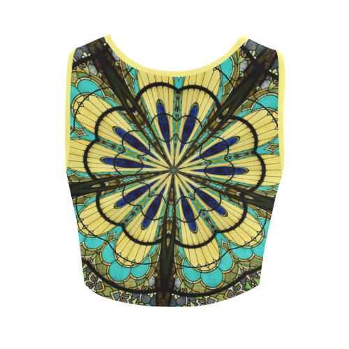 Stained Glass Kaleidoscope Mandala Abstract 5 Women's Crop Top (Model T42)