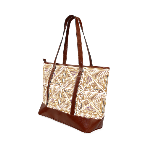 Folklore TRIANGLES pattern brown Tote Handbag (Model 1642)