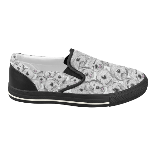 OES heads, on black Women's Slip-on Canvas Shoes (Model 019)