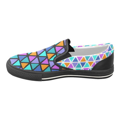 Modern colored TRINAGLES / PYRAMIDS pattern Men's Unusual Slip-on Canvas Shoes (Model 019)