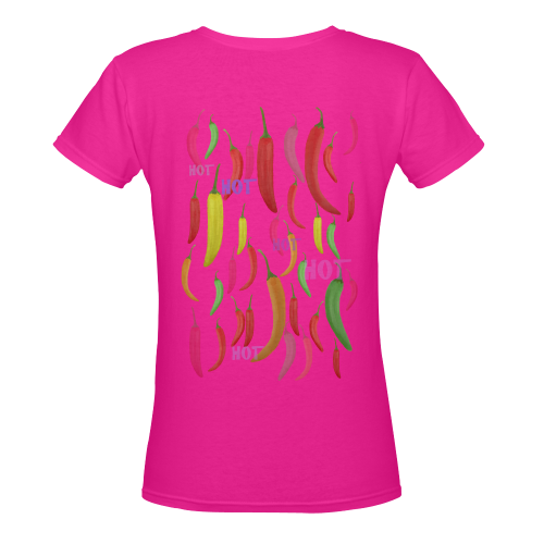 Hot Peppar Women's Deep V-neck T-shirt (Model T19)