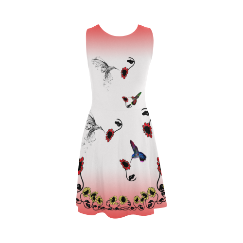 Hummingbird Border Print Atalanta Sundress (Model D04)