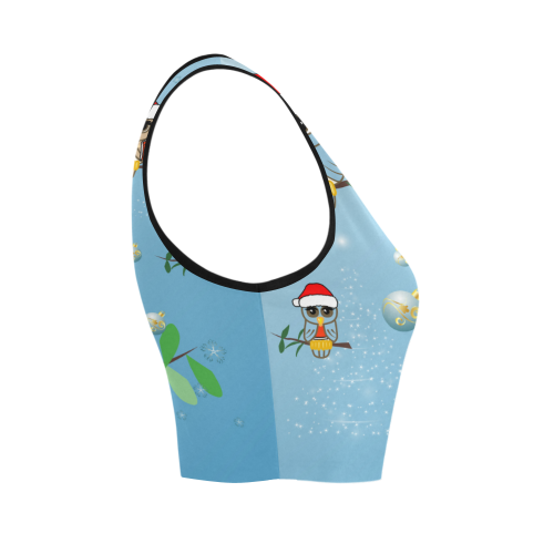 Cute cartoon christmas owls Women's Crop Top (Model T42)