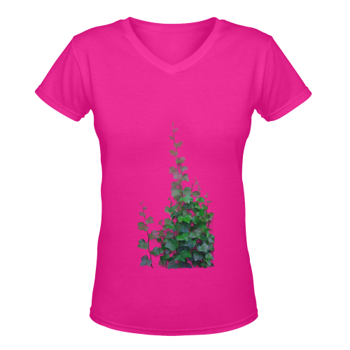Vines, climbing plant pnk Women's Deep V-neck T-shirt (Model T19)