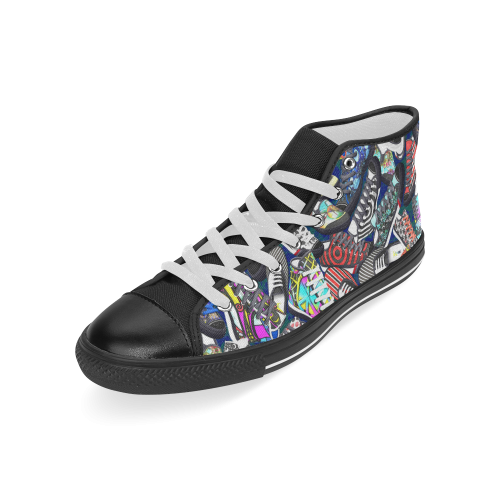 A pile multicolored SHOES / SNEAKERS pattern Men’s Classic High Top Canvas Shoes (Model 017)