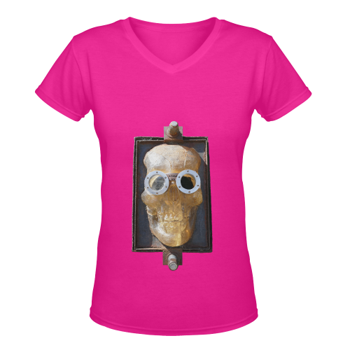 Steampunk Skull Women's Deep V-neck T-shirt (Model T19)