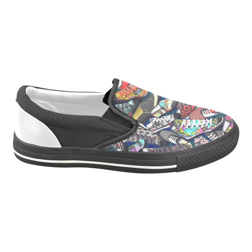 A pile multicolored SHOES / SNEAKERS pattern Men's Unusual Slip-on Canvas Shoes (Model 019)