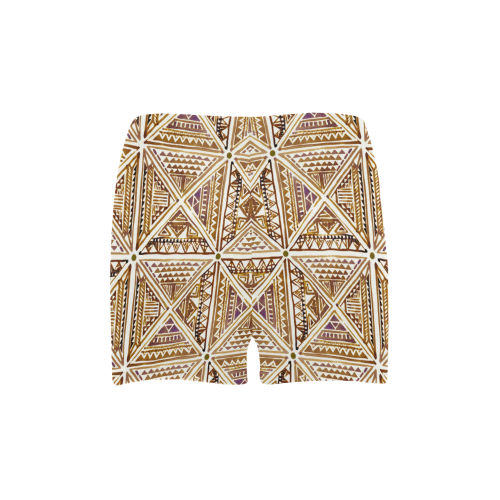 Folklore TRIANGLES pattern brown Briseis Skinny Shorts (Model L04)