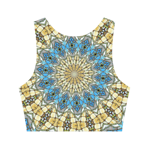 Stained Glass Kaleidoscope Mandala Abstract 1 Women's Crop Top (Model T42)