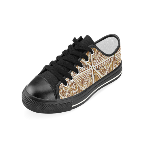 Folklore TRIANGLES pattern brown Women's Classic Canvas Shoes (Model 018)