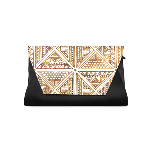 Folklore TRIANGLES pattern brown Clutch Bag (Model 1630)