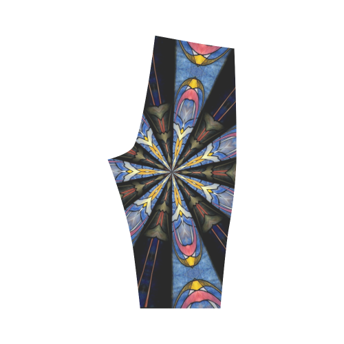 Stained Glass Kaleidoscope Mandala Abstract 3 Hestia Cropped Leggings (Model L03)