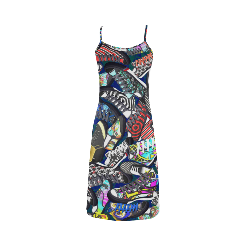 A pile multicolored SHOES / SNEAKERS pattern - CRAZY dress Alcestis Slip Dress (Model D05)