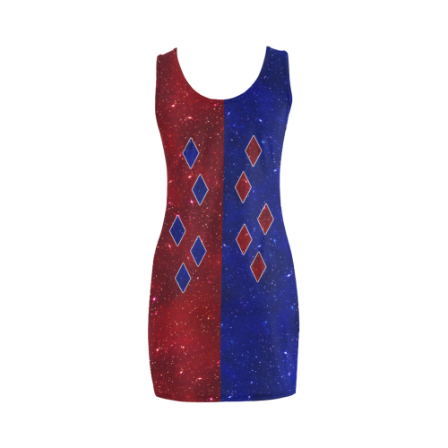 Sparkle Red Blue Harlequin Medea Vest Dress (Model D06)