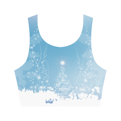 christmas design in blue and white Women's Crop Top (Model T42)