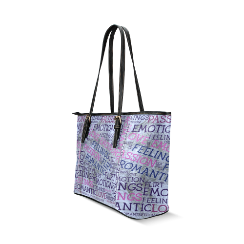 made of words,great feelings D Leather Tote Bag/Small (Model 1640)