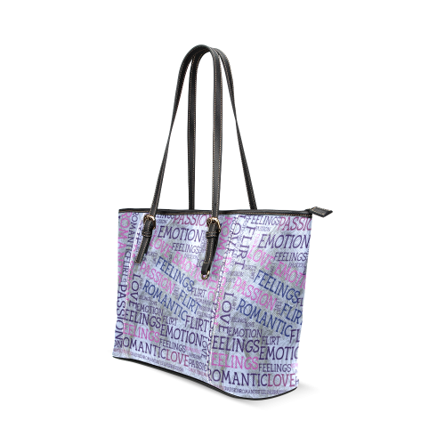 made of words,great feelings D Leather Tote Bag/Large (Model 1640)