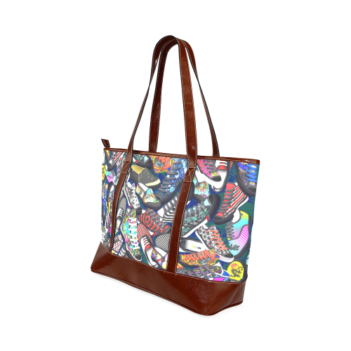 A pile multicolored SHOES / SNEAKERS pattern Tote Handbag (Model 1642)