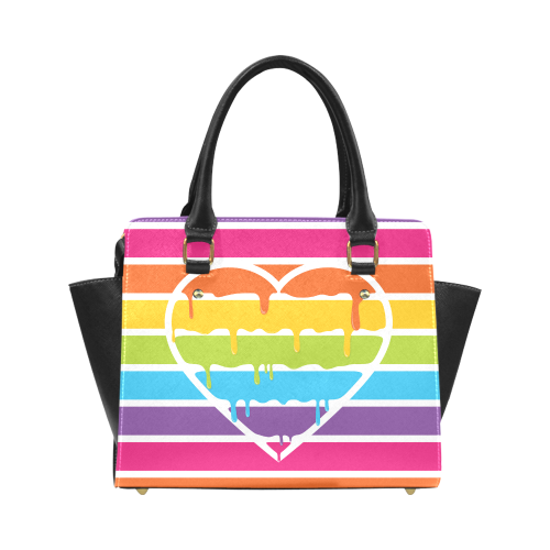 rainbow heart stripes Classic Shoulder Handbag (Model 1653)