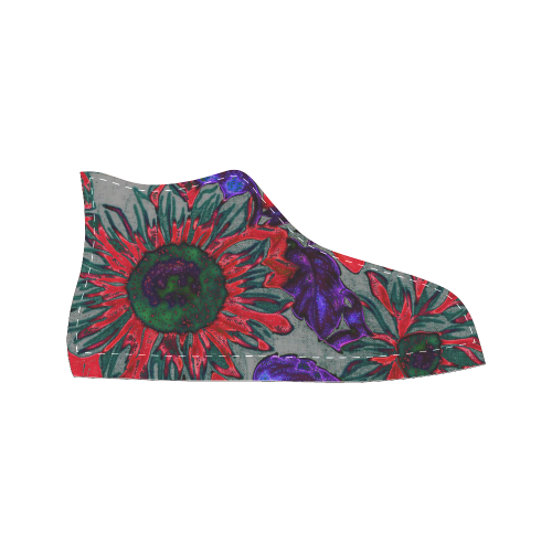 amazing neon floral 7 Women's Classic High Top Canvas Shoes (Model 017)