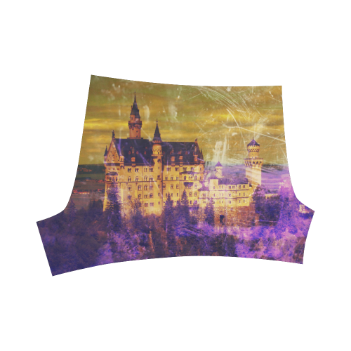 Yellow Purple Neuschwanstein Castle Briseis Skinny Shorts (Model L04)