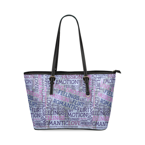 made of words,great feelings D Leather Tote Bag/Large (Model 1640)