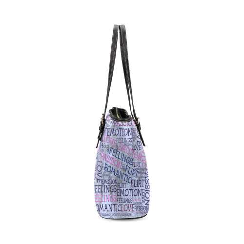 made of words,great feelings D Leather Tote Bag/Large (Model 1640)