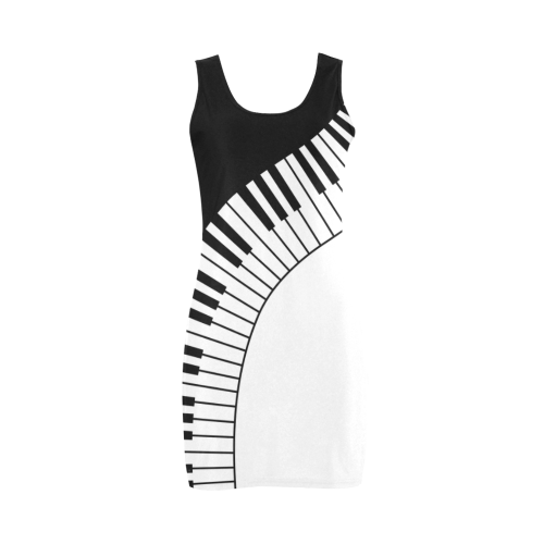 Black and White Music Keyboard by ArtformDesigns Medea Vest Dress (Model D06)