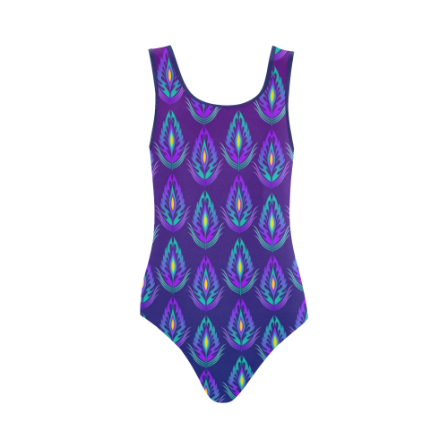 Peacock Feathers Pattern by ArtformDesigns Vest One Piece Swimsuit (Model S04)