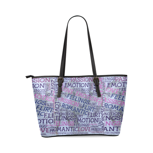 made of words,great feelings D Leather Tote Bag/Small (Model 1640)