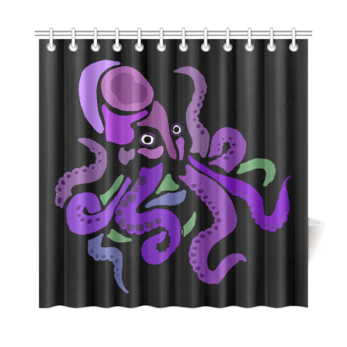 Cool Purple Octopus Abstract Art Shower Curtain 72"x72"