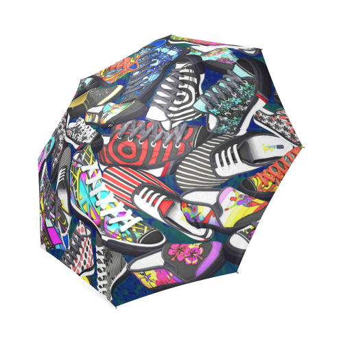 A pile multicolored SHOES / SNEAKERS pattern Foldable Umbrella (Model U01)