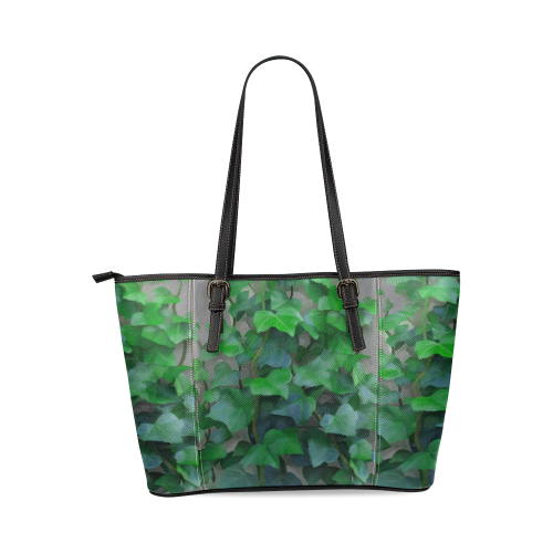 Vines, climbing plant Leather Tote Bag/Small (Model 1640)