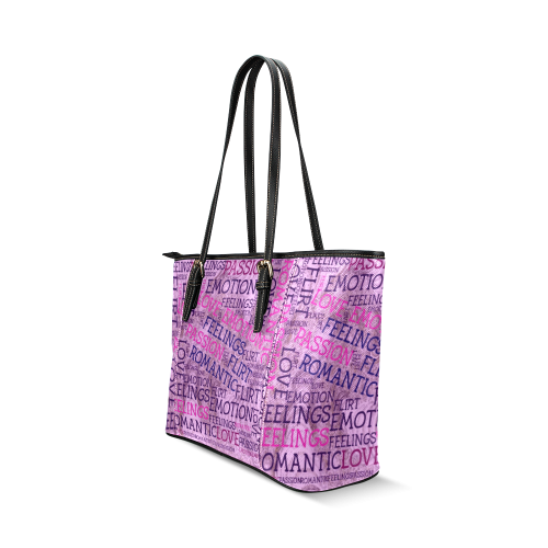 made of words,great feelings B Leather Tote Bag/Large (Model 1640)