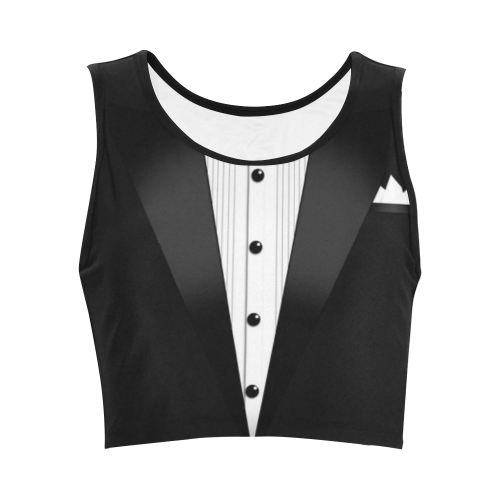 Fake Tuxedo Women's Crop Top (Model T42)