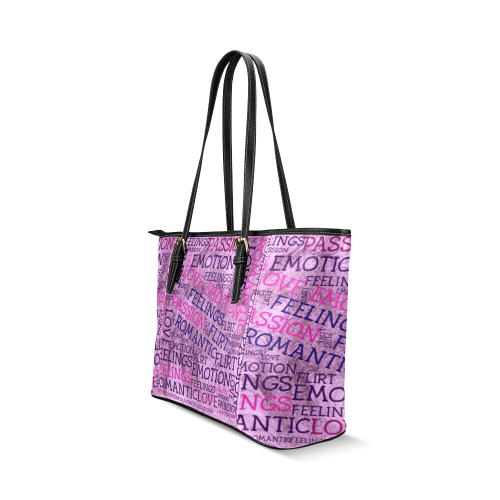 made of words,great feelings B Leather Tote Bag/Small (Model 1640)