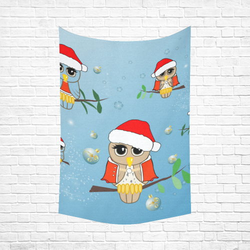 Cute cartoon christmas owls Cotton Linen Wall Tapestry 60"x 90"
