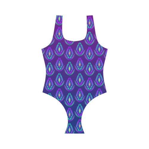 Peacock Feathers Pattern by ArtformDesigns Vest One Piece Swimsuit (Model S04)