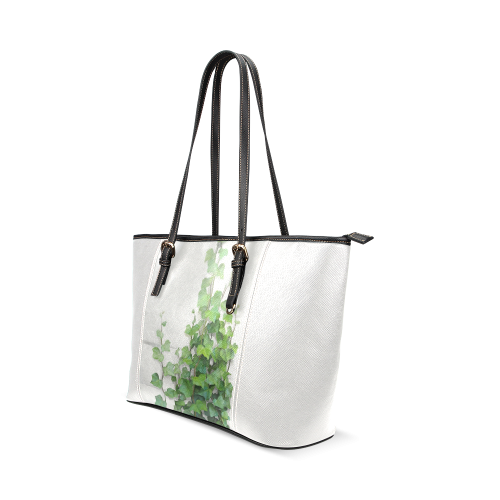 Watercolor Vines, climbing plant Leather Tote Bag/Small (Model 1640)