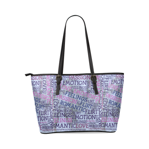 made of words,great feelings D Leather Tote Bag/Large (Model 1640)