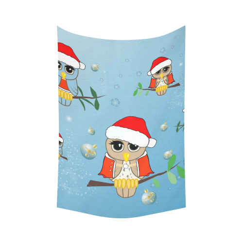 Cute cartoon christmas owls Cotton Linen Wall Tapestry 60"x 90"