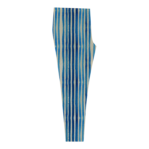Watercolor STRIPES grunge pattern - blue Cassandra Women's Leggings (Model L01)