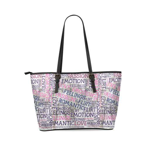 made of words,great feelings A Leather Tote Bag/Large (Model 1640)