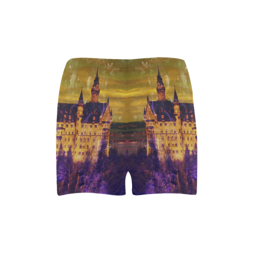 Yellow Purple Neuschwanstein Castle Briseis Skinny Shorts (Model L04)