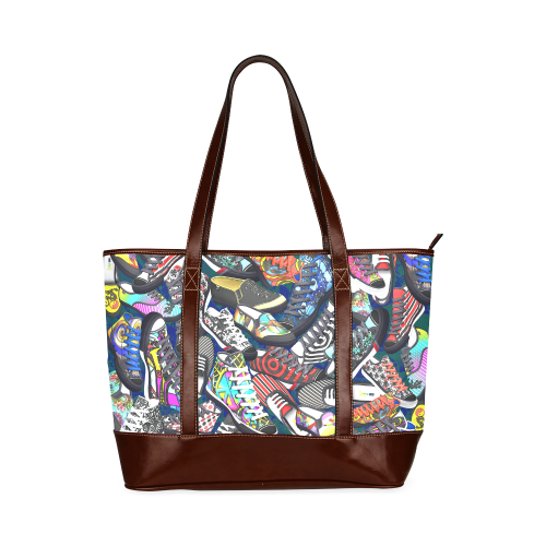 A pile multicolored SHOES / SNEAKERS pattern Tote Handbag (Model 1642)