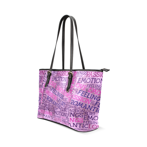 made of words,great feelings B Leather Tote Bag/Small (Model 1640)