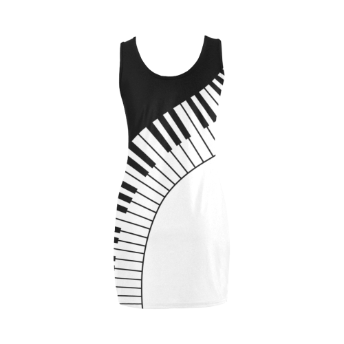 Black and White Music Keyboard by ArtformDesigns Medea Vest Dress (Model D06)