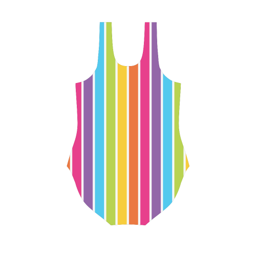rainbow stripes love heart Vest One Piece Swimsuit (Model S04)